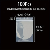 Thickened Durable Plastic Ziplock Resealable Bag 24cm x 36cm 100Pack